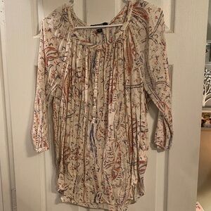 Chaps Cream Multicolor Paisley Blouse